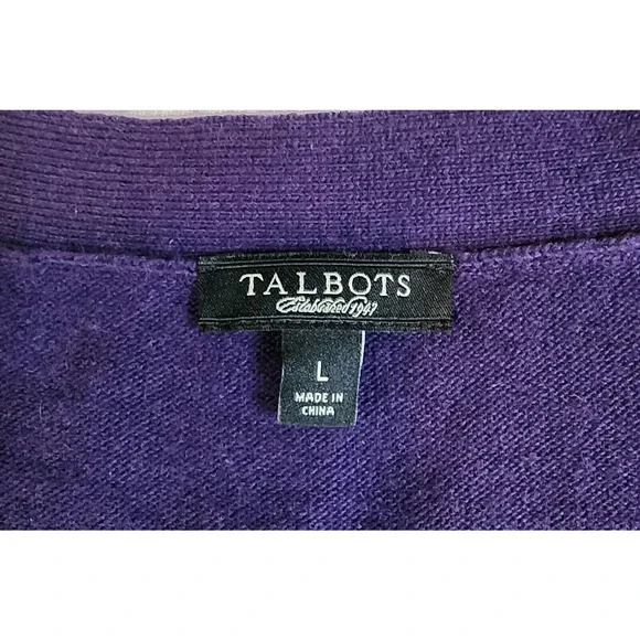 Talbots Womens Cashmere Blend Lightweight Cardigan Sequened Buttons L - Picture 9 of 9